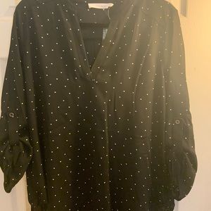 Lush size L black polka dot blouse Brand New!